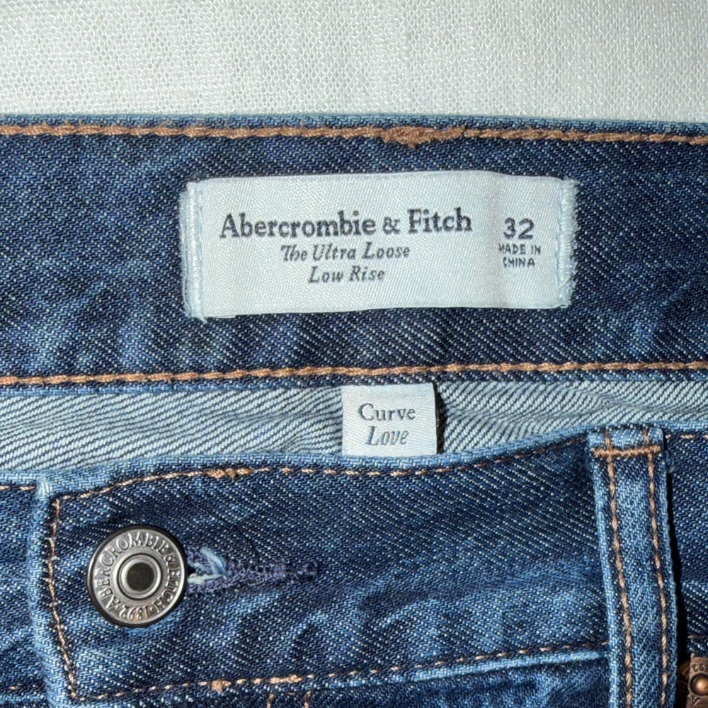 Abercrombie & Fitch Ultra Loose Low Rise Jeans in Dark Blue